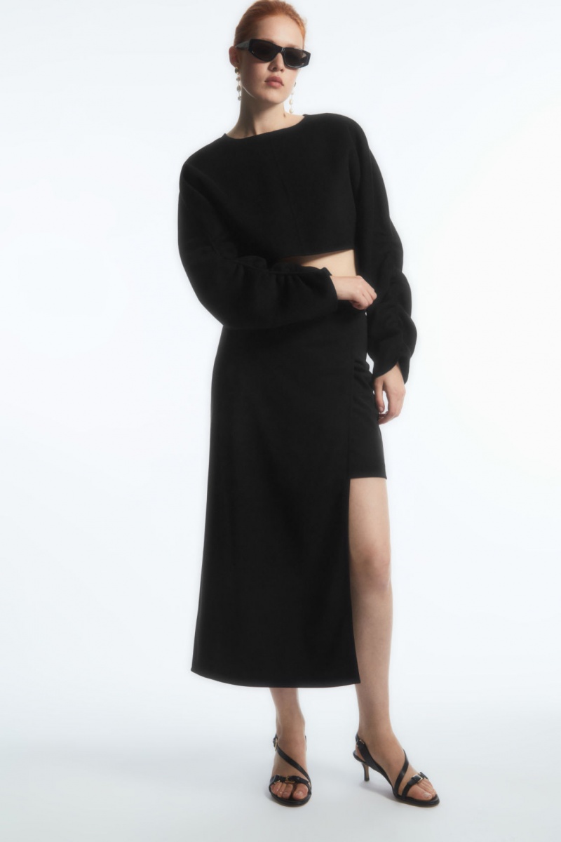 Dámské Bundy COS Open-Back Vlna Bolero Černé | PLTQ-50423