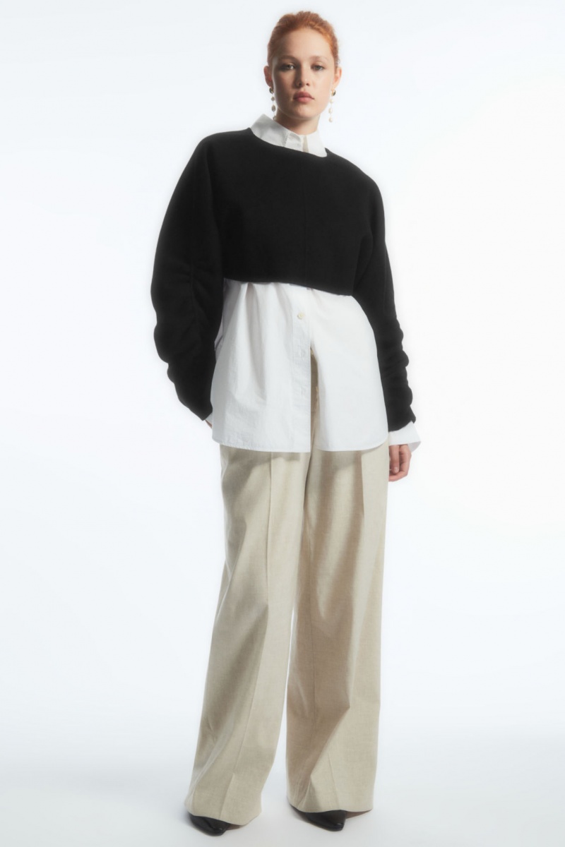 Dámské Bundy COS Open-Back Vlna Bolero Černé | PLTQ-50423
