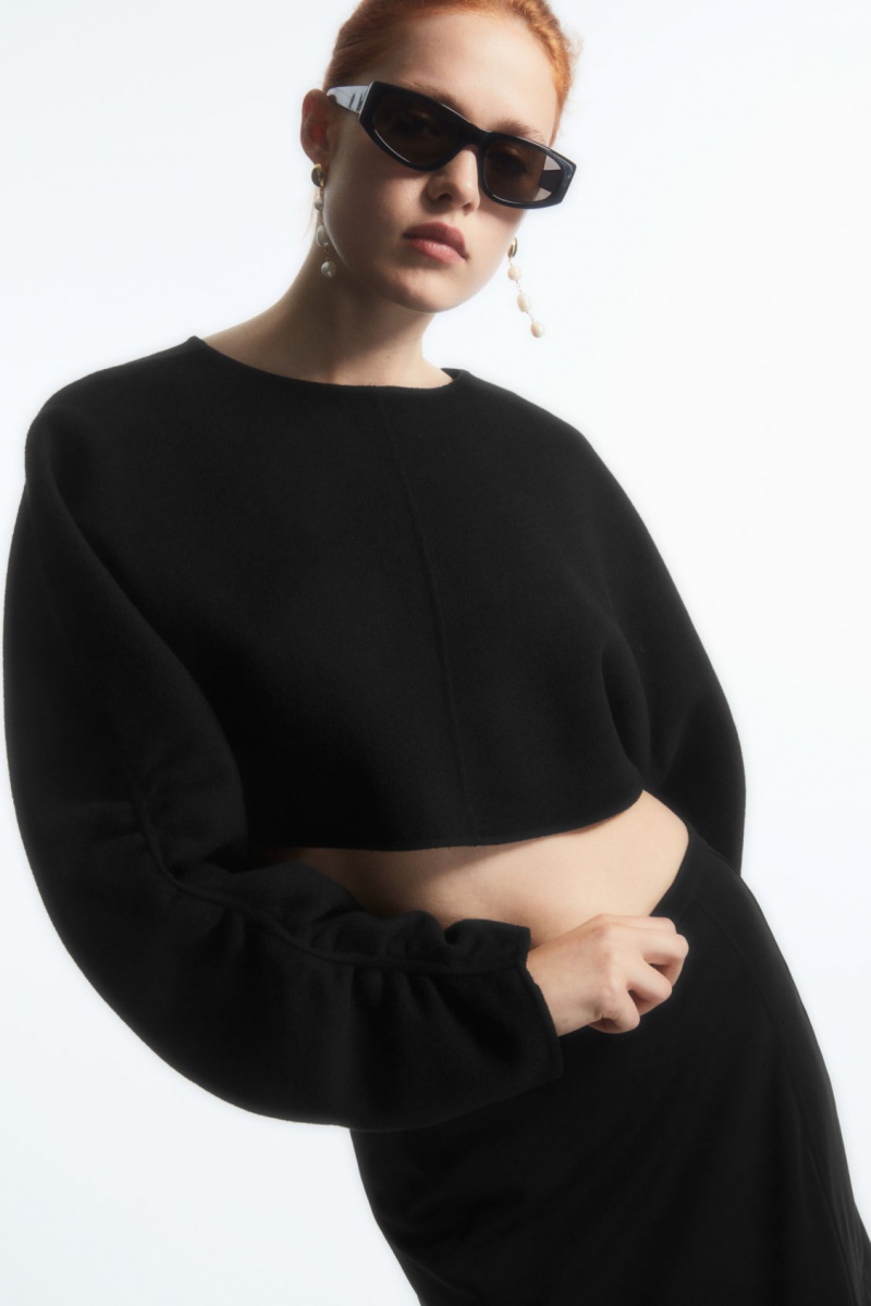 Dámské Bundy COS Open-Back Vlna Bolero Černé | PLTQ-50423