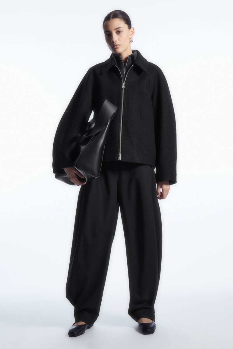 Dámské Bundy COS Oversized Boiled-Vlna Černé | QEAL-31245