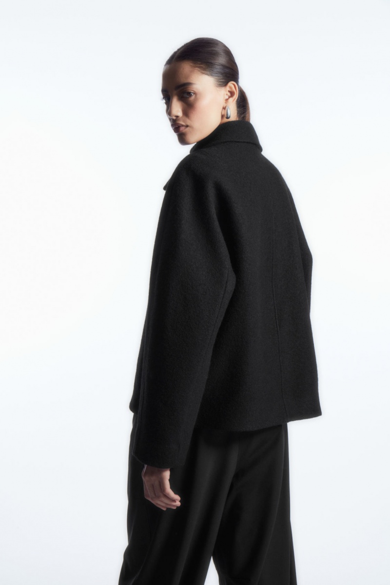 Dámské Bundy COS Oversized Boiled-Vlna Černé | QEAL-31245