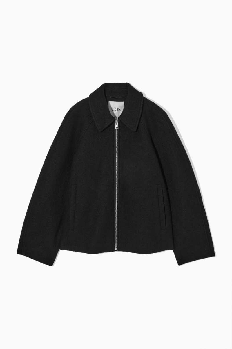 Dámské Bundy COS Oversized Boiled-Vlna Černé | QEAL-31245