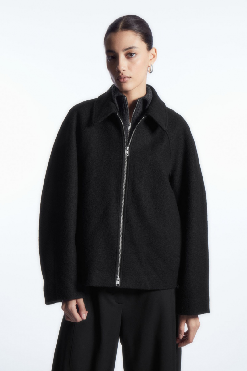 Dámské Bundy COS Oversized Boiled-Vlna Černé | QEAL-31245