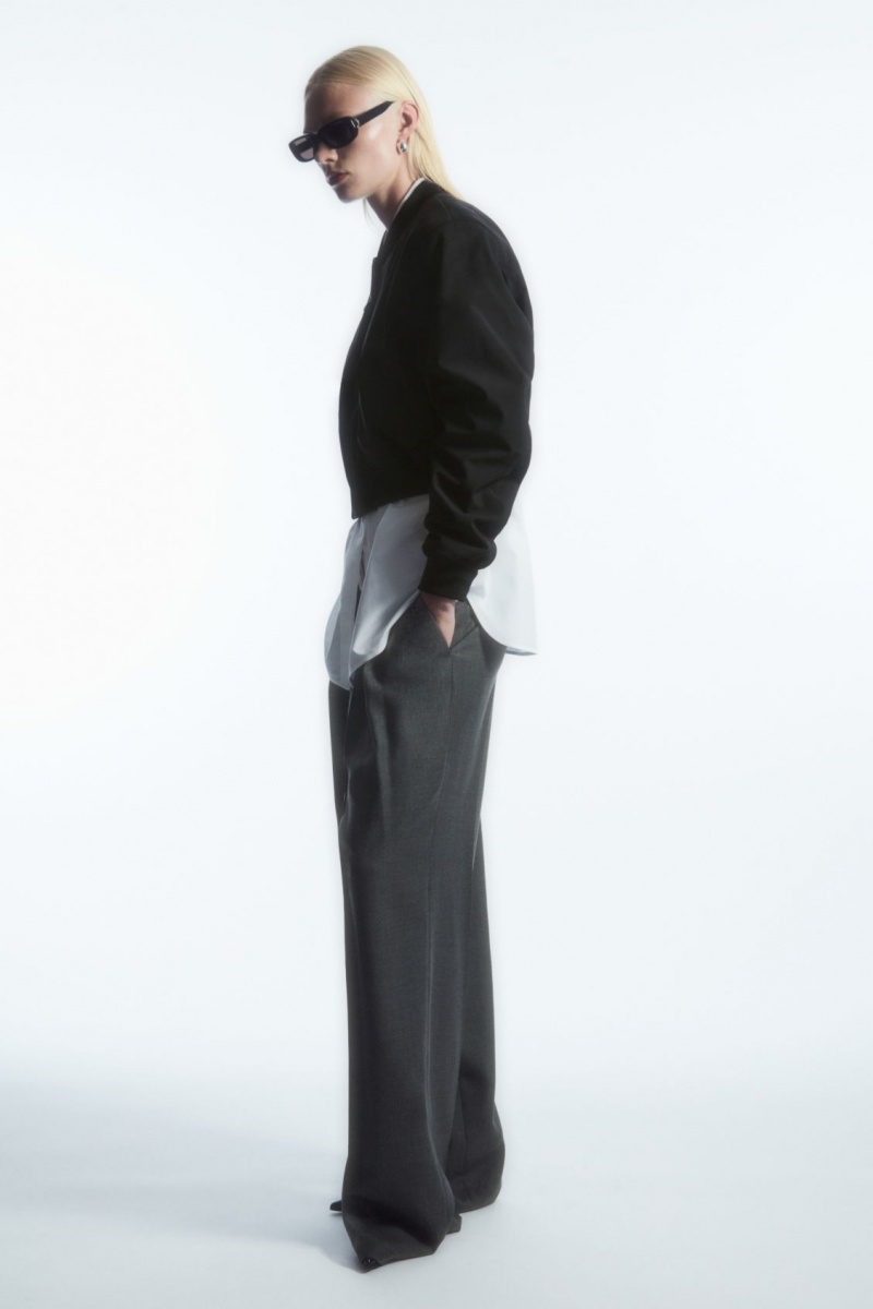 Dámské Bundy COS Oversized Cropped Bomber Černé | PRBE-12567