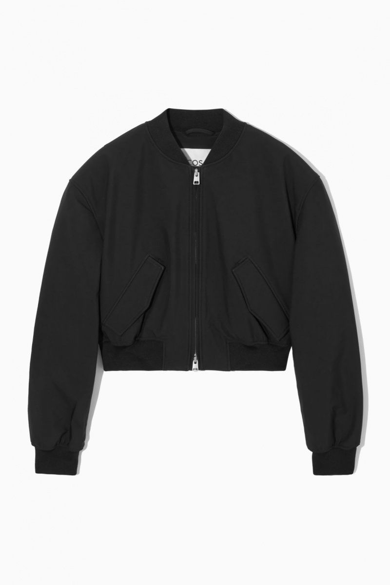 Dámské Bundy COS Oversized Cropped Bomber Černé | PRBE-12567