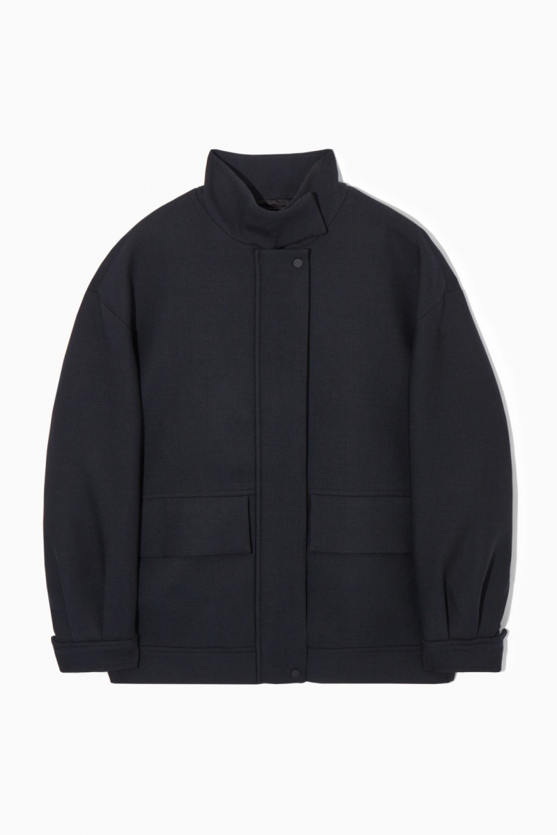 Dámské Bundy COS Oversized Funnel-Neck Vlna Bomber Černé | NWMG-24956