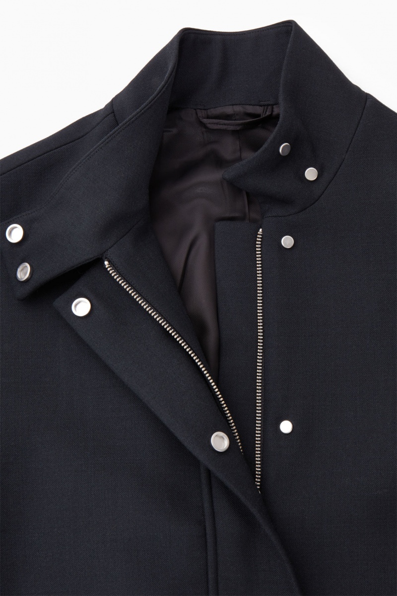 Dámské Bundy COS Oversized Funnel-Neck Vlna Bomber Černé | NWMG-24956