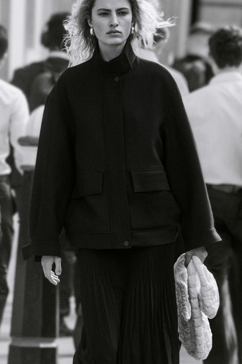 Dámské Bundy COS Oversized Funnel-Neck Vlna Bomber Černé | NWMG-24956
