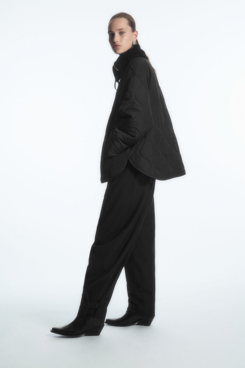 Dámské Bundy COS Oversized Pletené-Collar Prošívaný Černé | MBCP-93675