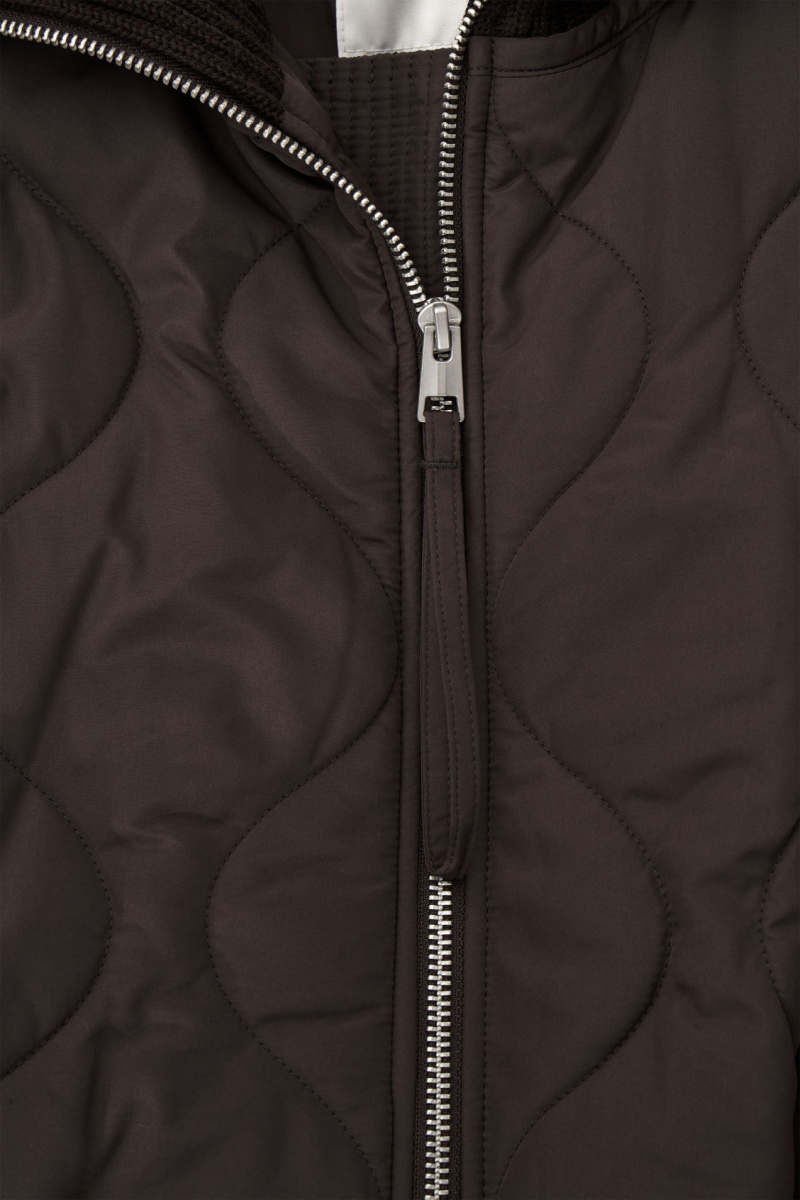 Dámské Bundy COS Oversized Pletené-Collar Prošívaný Tmavě Hnědé | CZGE-45708