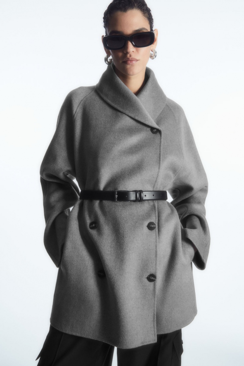 Dámské Bundy COS Oversized Shawl-Collar Vlna Šedé | UACB-51946