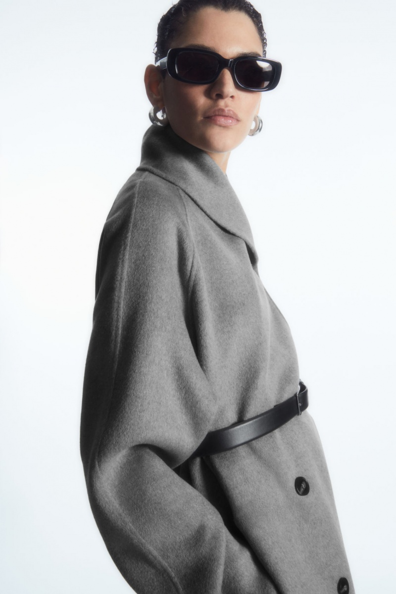 Dámské Bundy COS Oversized Shawl-Collar Vlna Šedé | UACB-51946