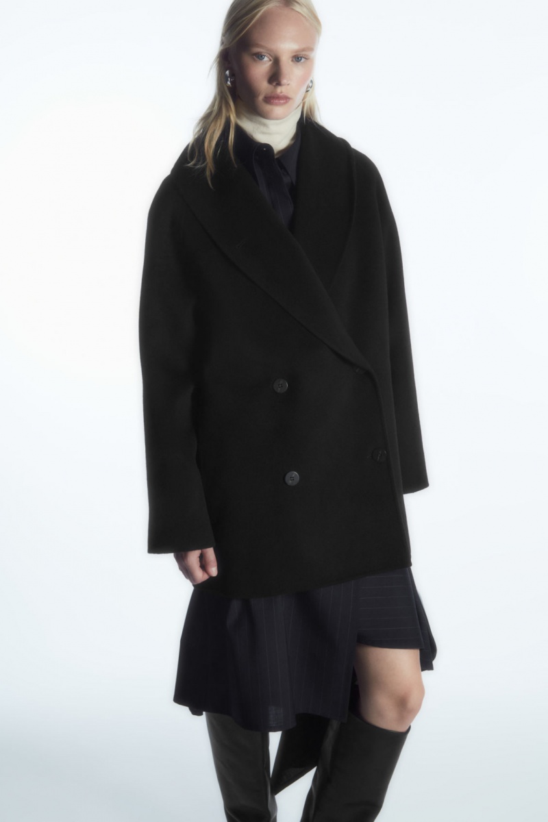 Dámské Bundy COS Oversized Shawl-Collar Vlna Černé | XTAB-45762