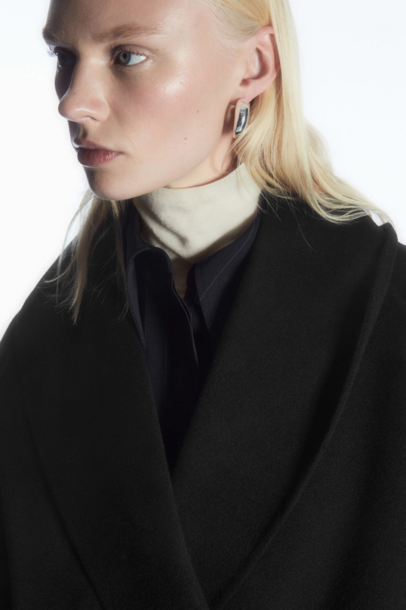 Dámské Bundy COS Oversized Shawl-Collar Vlna Černé | XTAB-45762