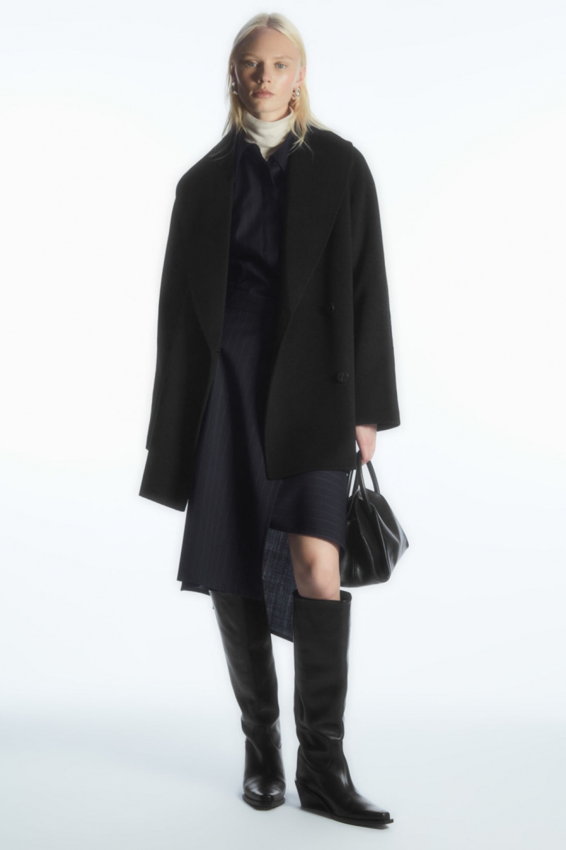 Dámské Bundy COS Oversized Shawl-Collar Vlna Černé | XTAB-45762