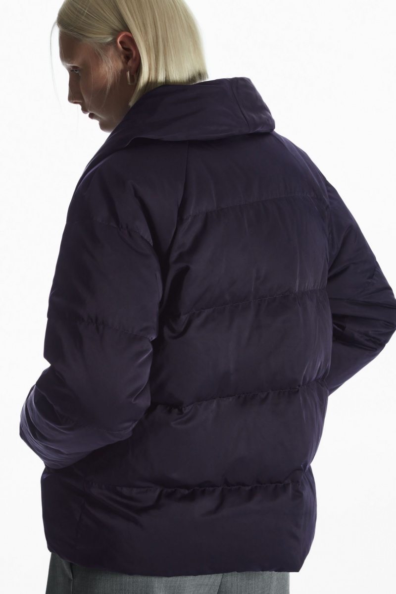 Dámské Bundy COS Shawl-Collar Puffer Tmavě Blankyt | XYHG-93426