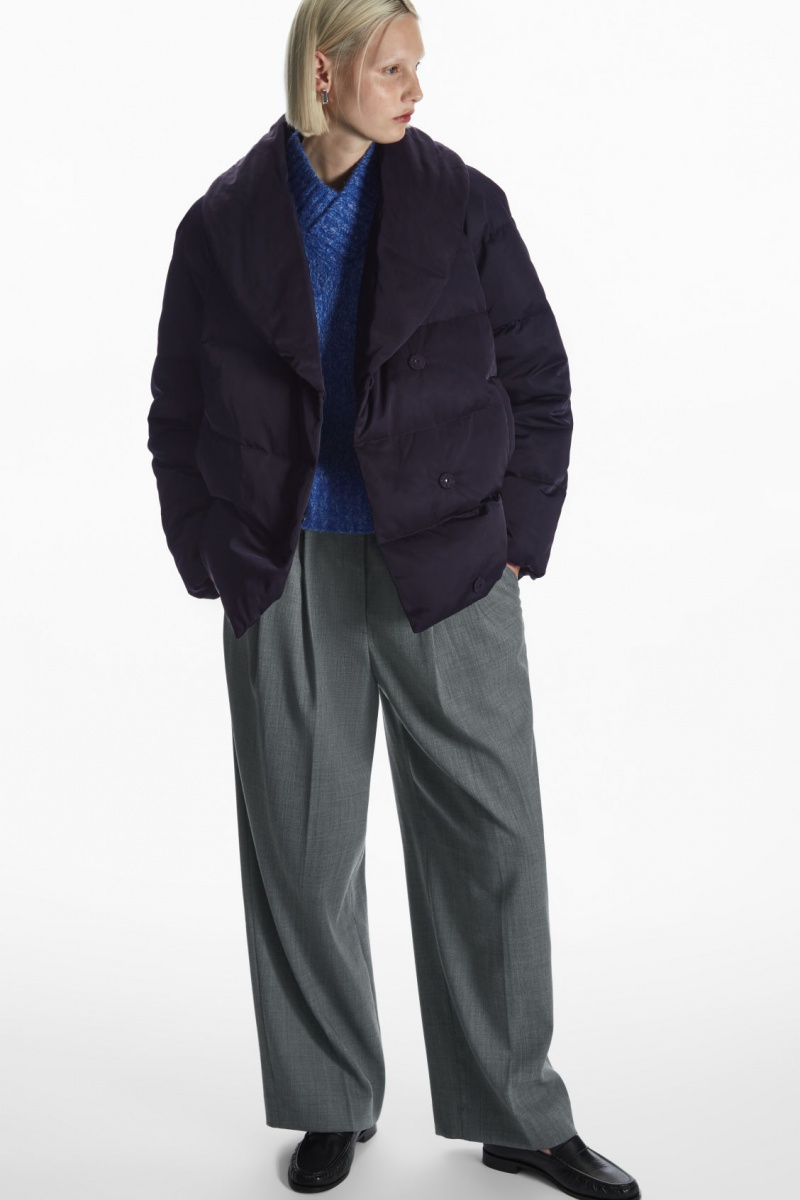 Dámské Bundy COS Shawl-Collar Puffer Tmavě Blankyt | XYHG-93426