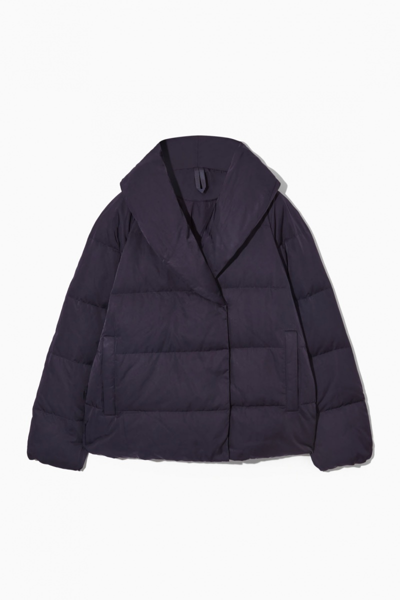 Dámské Bundy COS Shawl-Collar Puffer Tmavě Blankyt | XYHG-93426