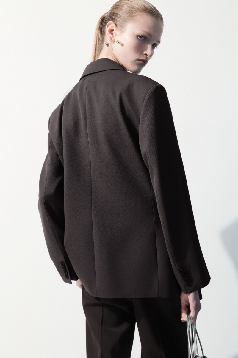 Dámské Bundy COS The Satin-Lapel Tuxedo Tmavě Hnědé | PCLR-34682