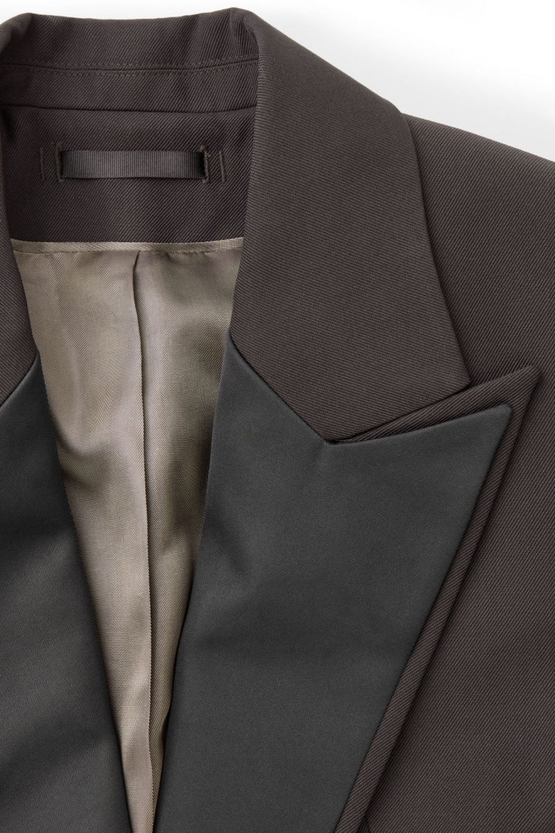 Dámské Bundy COS The Satin-Lapel Tuxedo Tmavě Hnědé | PCLR-34682