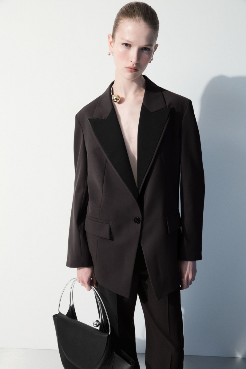 Dámské Bundy COS The Satin-Lapel Tuxedo Tmavě Hnědé | PCLR-34682