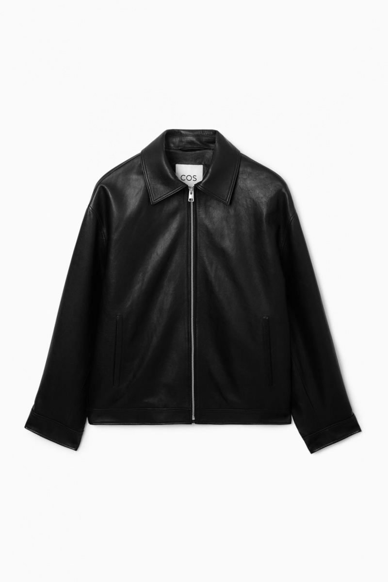 Dámské Bundy COS Zip-Up Læder Černé | PKCE-21890