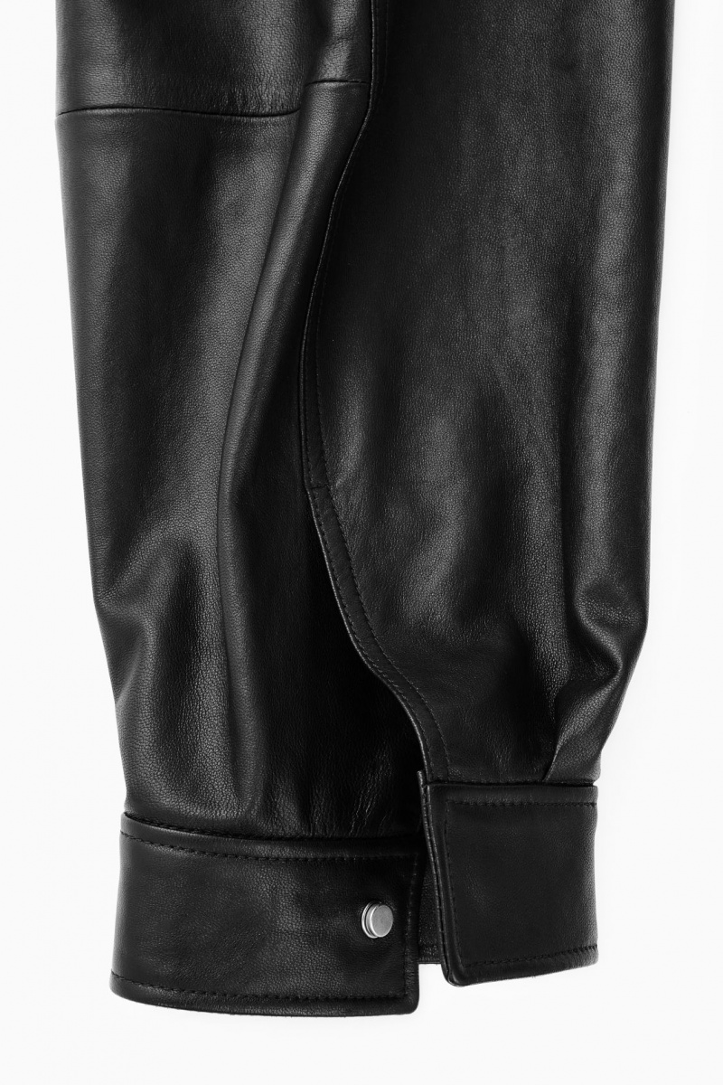 Dámské Bundy COS Zip-Up Læder Černé | PKCE-21890