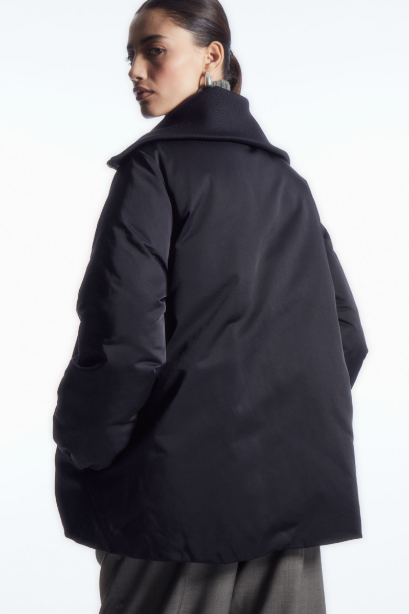 Dámské Bundy COS Žebrovaný-Collar Puffer Tmavě Blankyt | EQKJ-64037