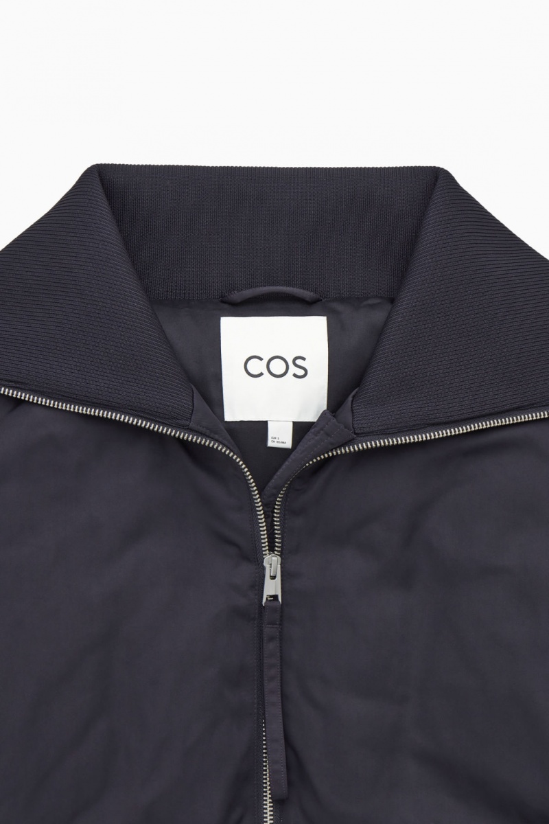 Dámské Bundy COS Žebrovaný-Collar Puffer Tmavě Blankyt | EQKJ-64037