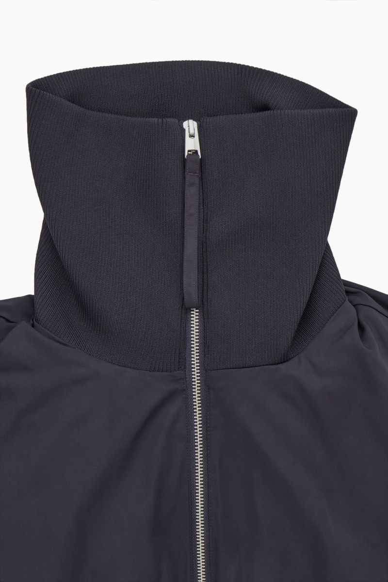 Dámské Bundy COS Žebrovaný-Collar Puffer Tmavě Blankyt | EQKJ-64037