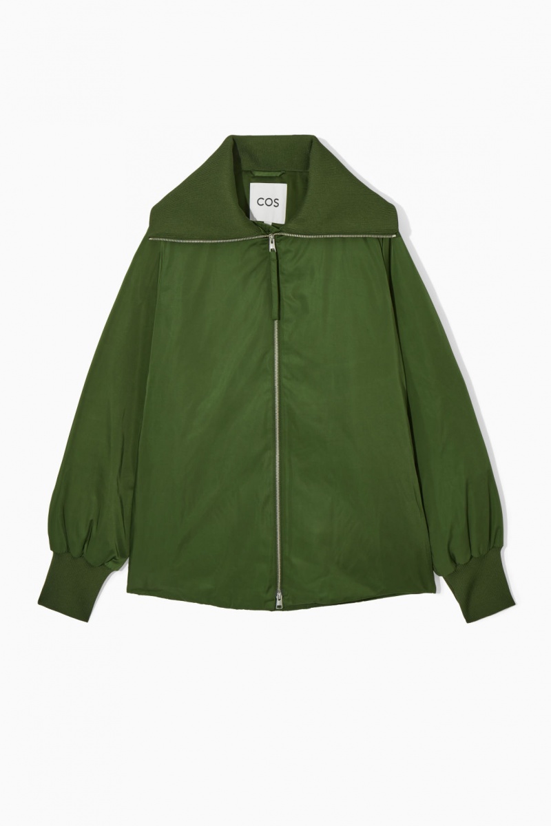Dámské Bundy COS Žebrovaný-Collar Puffer Tmavě Zelene | TQNI-72805