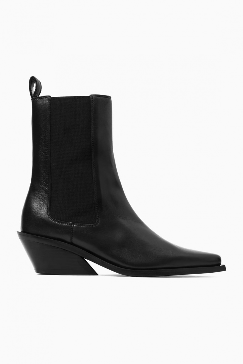 Dámské Chelsea Boty COS Læder Cowboy Černé | CKYP-47695