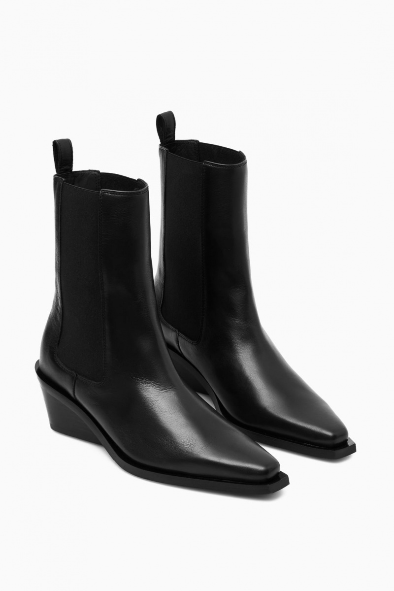 Dámské Chelsea Boty COS Læder Cowboy Černé | ITSH-32781