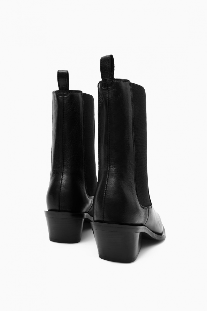 Dámské Chelsea Boty COS Læder Cowboy Černé | ITSH-32781