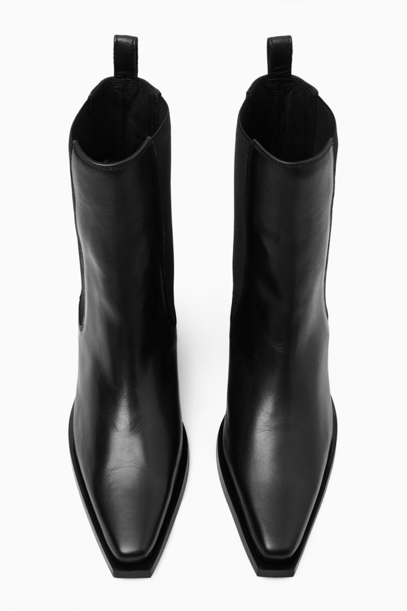 Dámské Chelsea Boty COS Læder Cowboy Černé | ITSH-32781