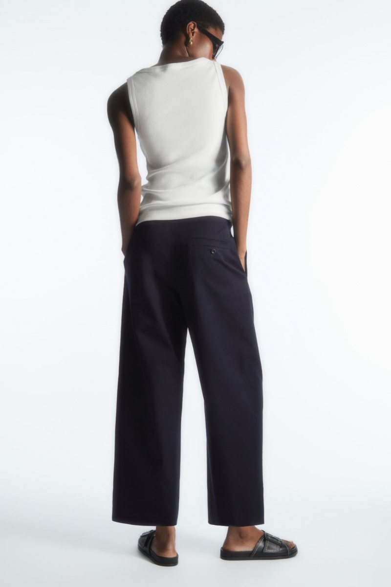 Dámské Chino Kalhoty COS Plisovaný Barrel-Leg Twill Tmavě Blankyt | YBRA-83716