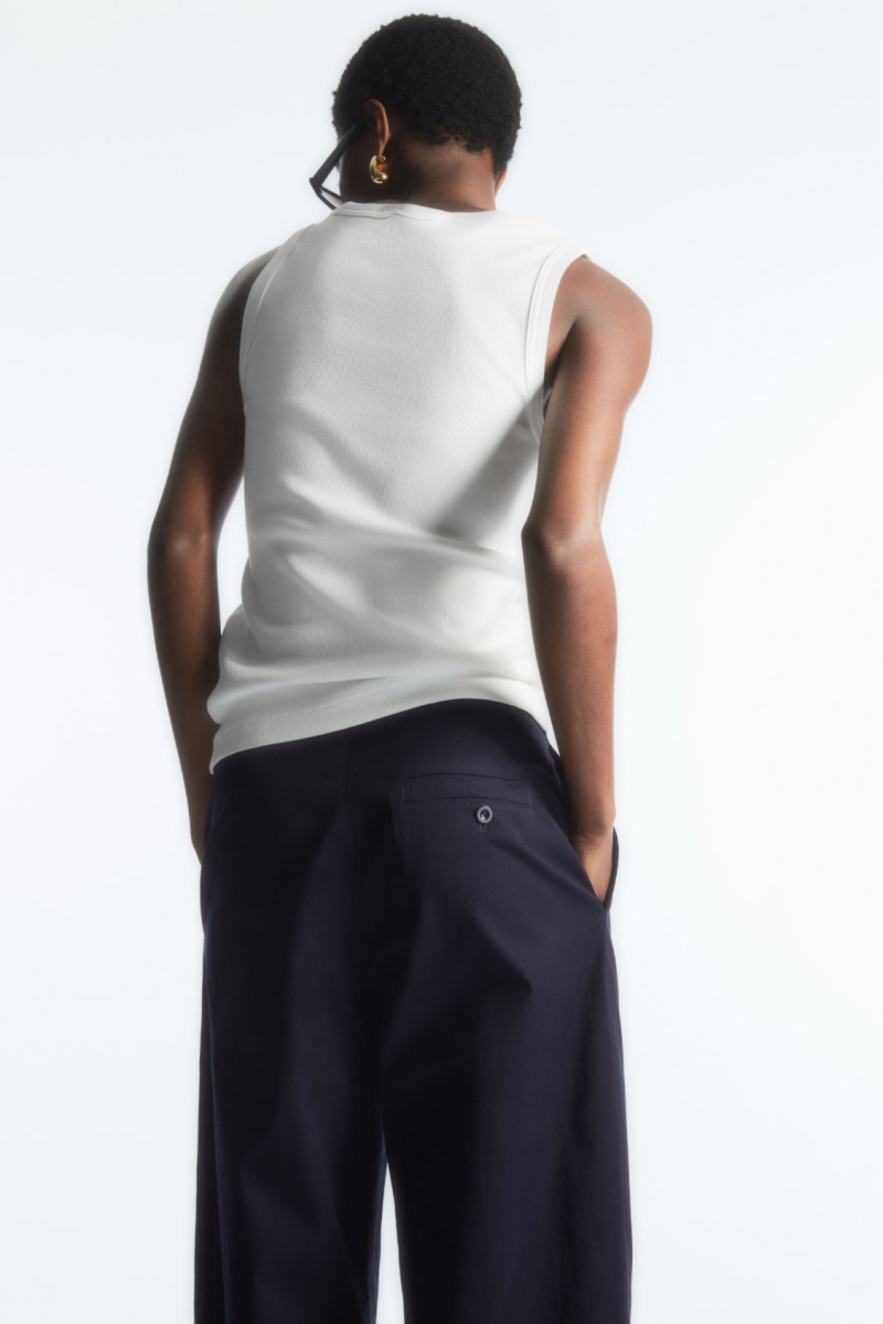 Dámské Chino Kalhoty COS Plisovaný Barrel-Leg Twill Tmavě Blankyt | YBRA-83716