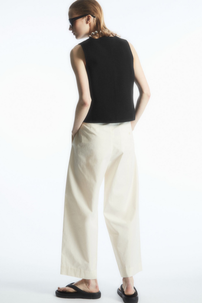 Dámské Chino Kalhoty COS Plisovaný Barrel-Leg Twill Bílé | FDBC-52687