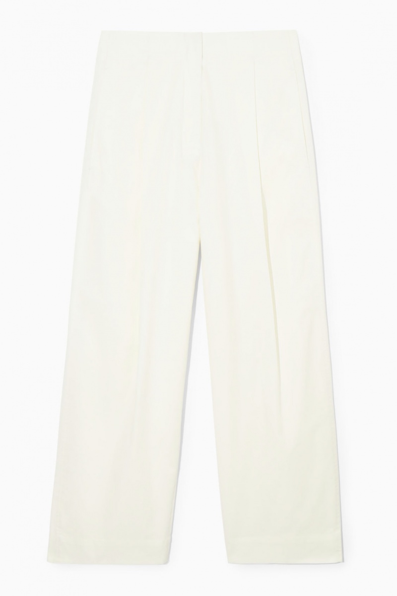 Dámské Chino Kalhoty COS Plisovaný Barrel-Leg Twill Bílé | FDBC-52687