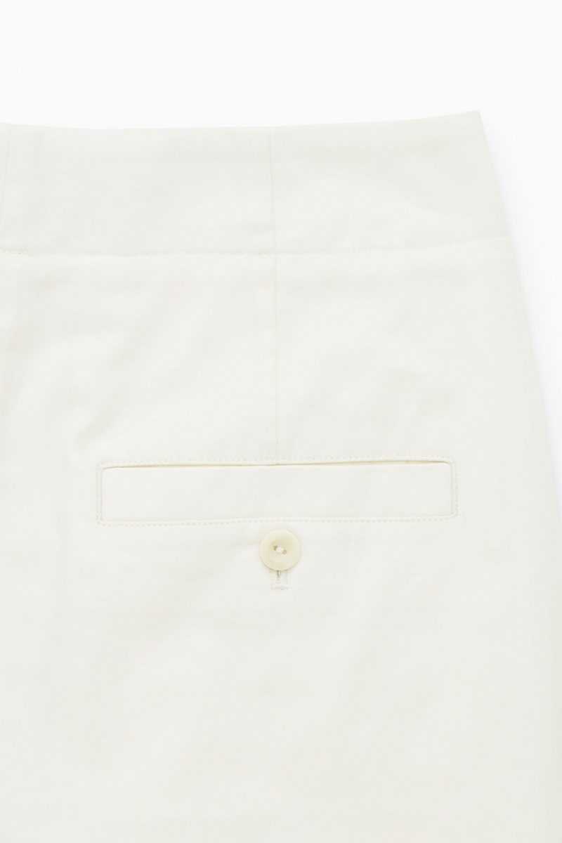 Dámské Chino Kalhoty COS Plisovaný Barrel-Leg Twill Bílé | FDBC-52687