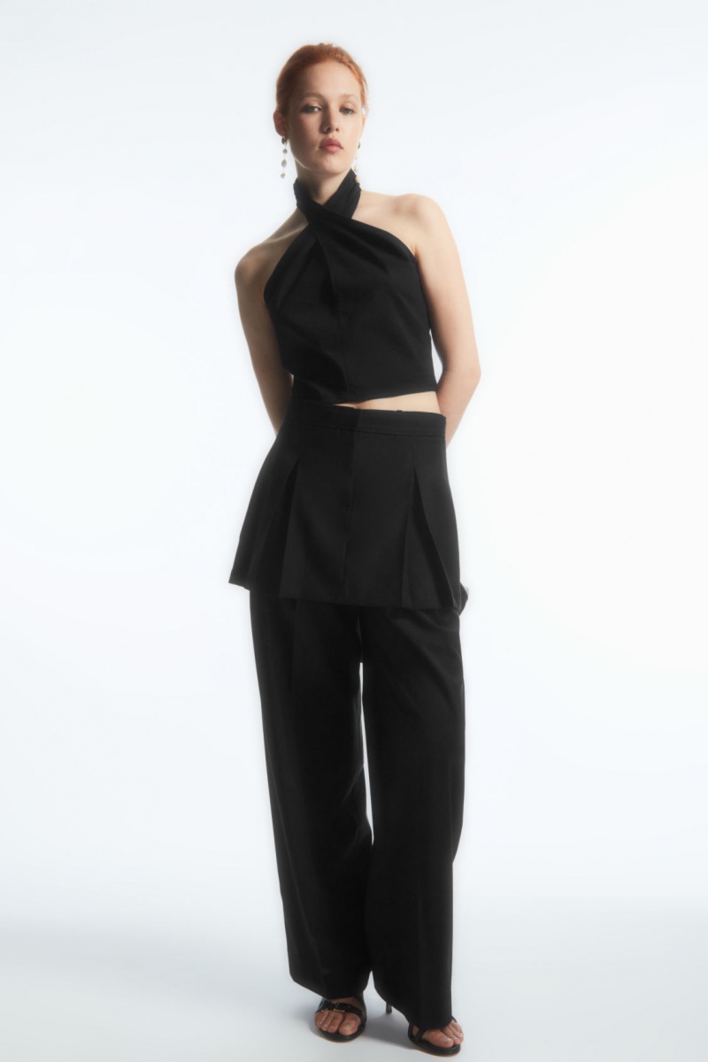 Dámské Crop Top COS Halterneck Cropped Černé | HSWC-26971