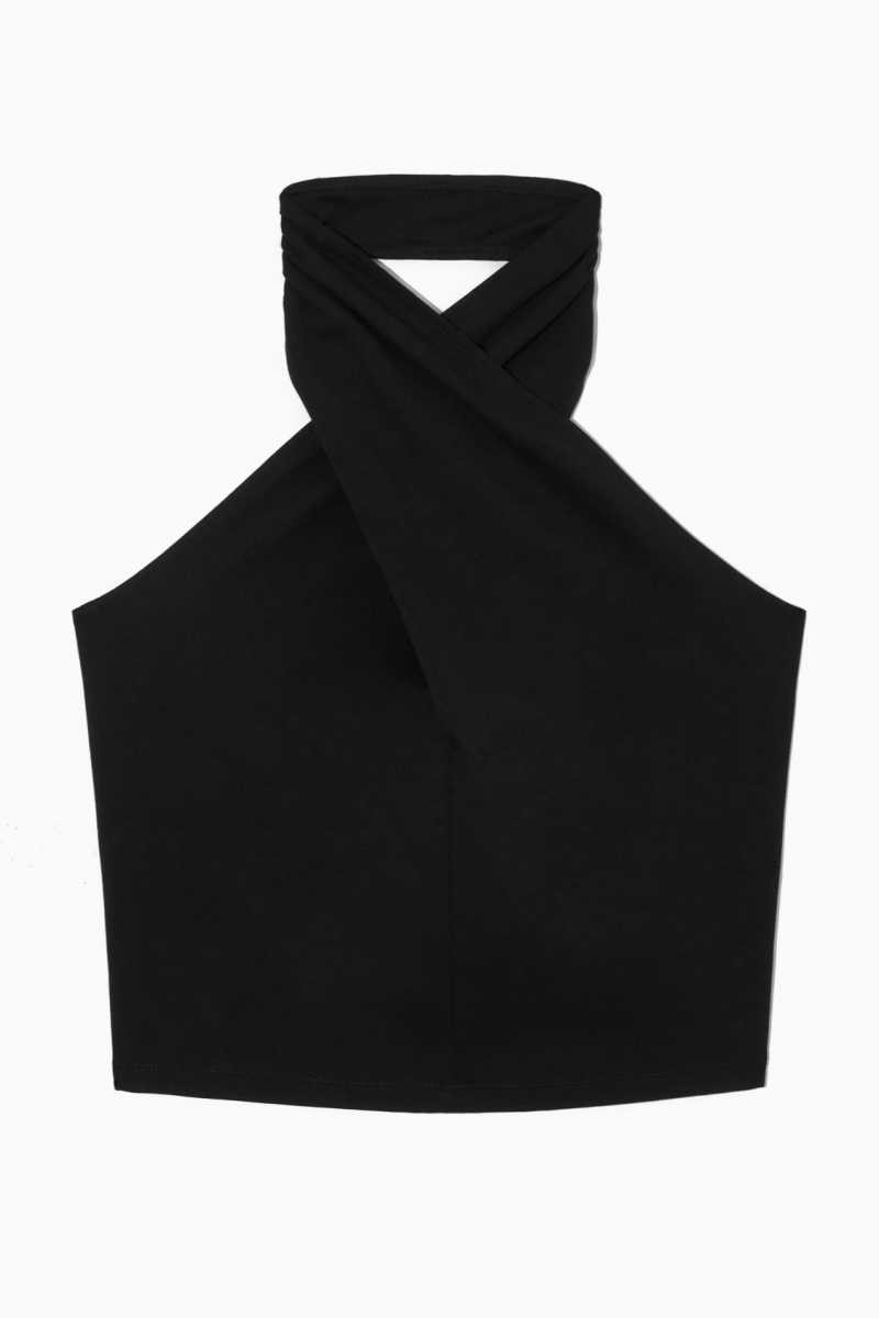 Dámské Crop Top COS Halterneck Cropped Černé | HSWC-26971
