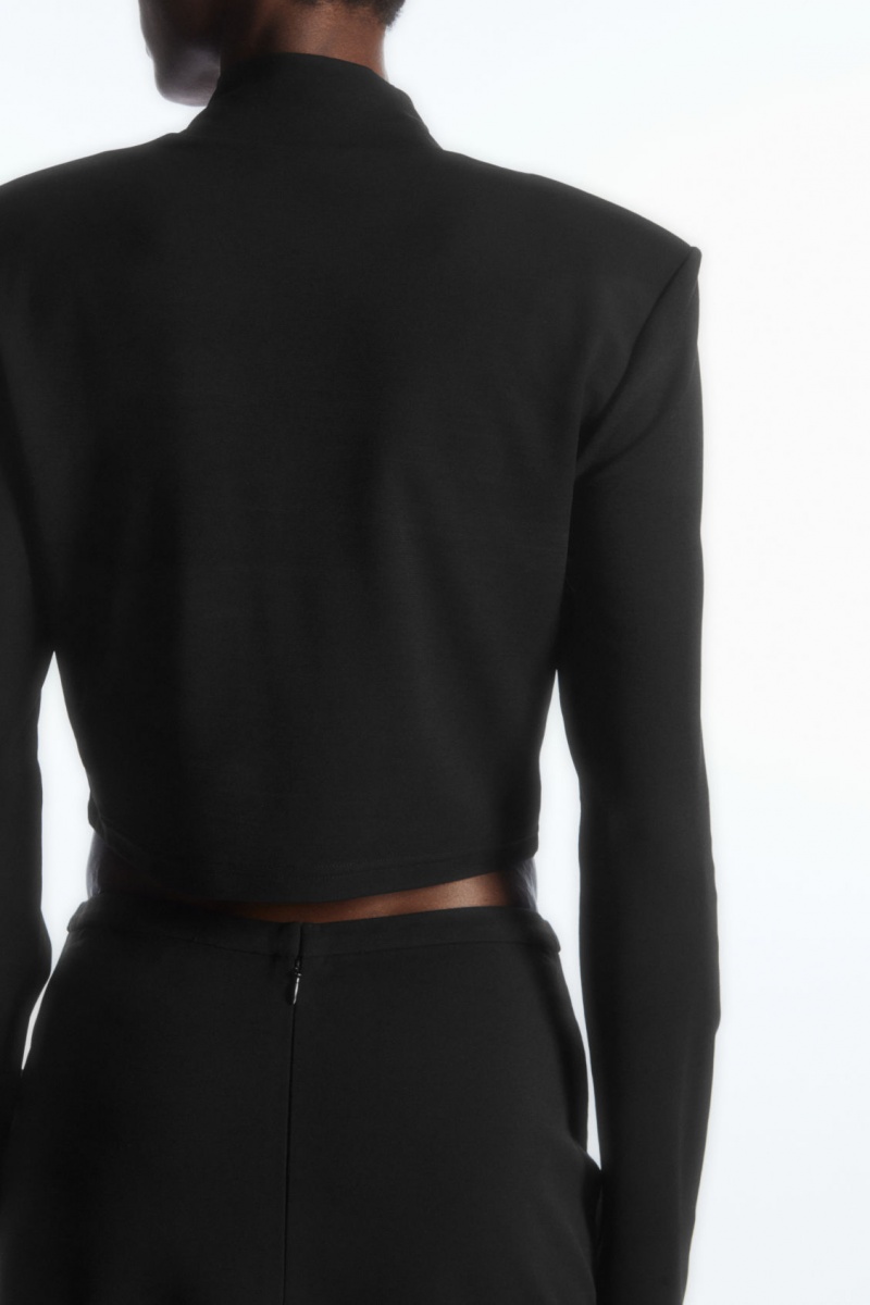 Dámské Crop Top COS Power-Shoulder Cropped Černé | JVUR-09543