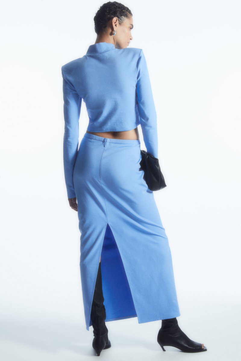 Dámské Crop Top COS Power-Shoulder Cropped Světle Blankyt | QGSB-57920