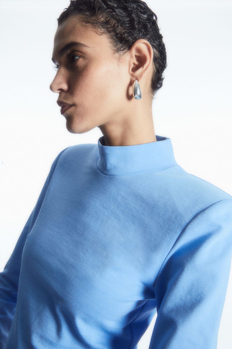 Dámské Crop Top COS Power-Shoulder Cropped Světle Blankyt | QGSB-57920