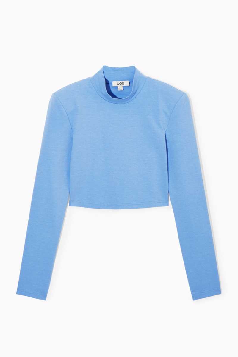 Dámské Crop Top COS Power-Shoulder Cropped Světle Blankyt | QGSB-57920
