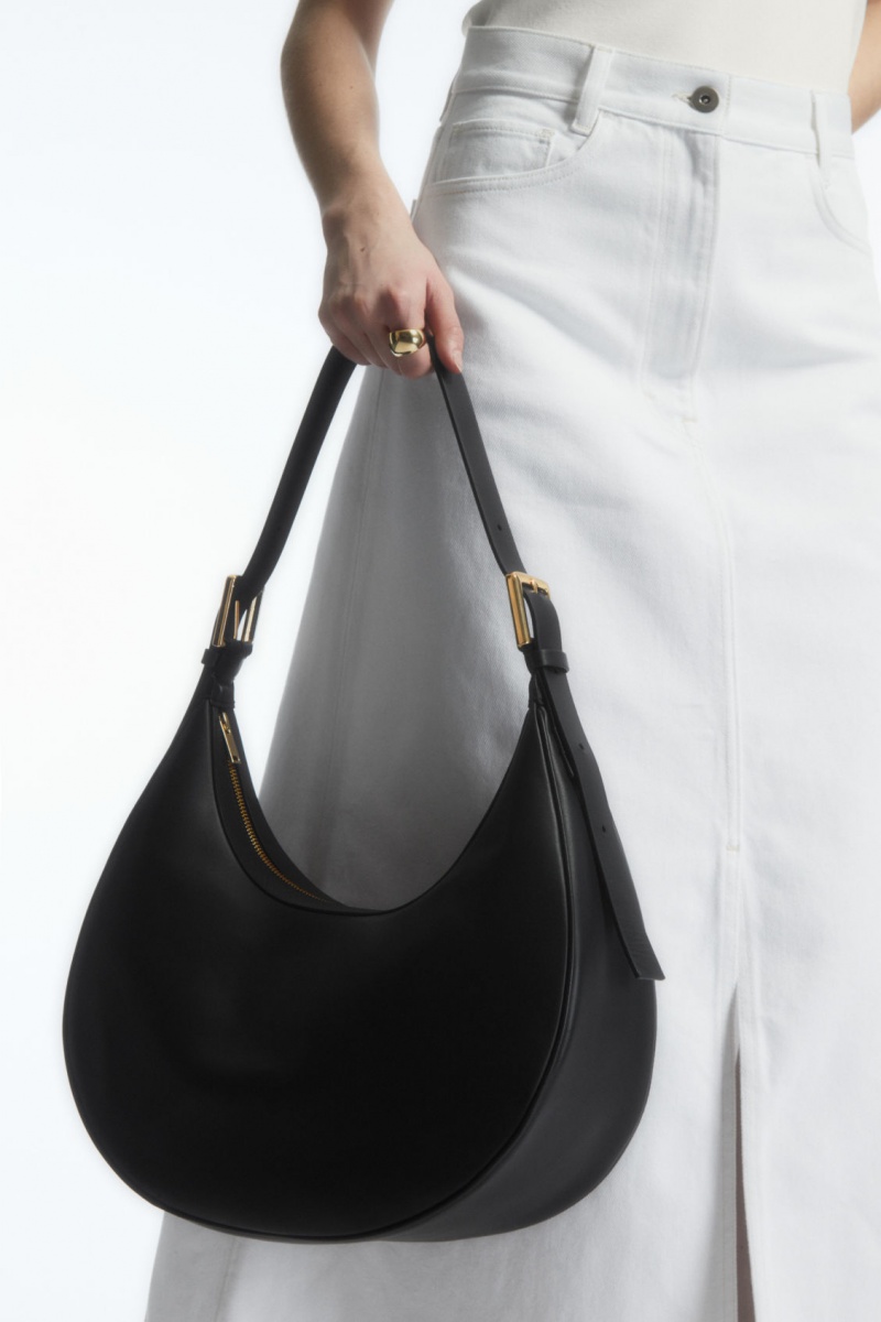 Dámské Crossbody Kabelka COS Crescent Læder Černé | ZIFD-89126
