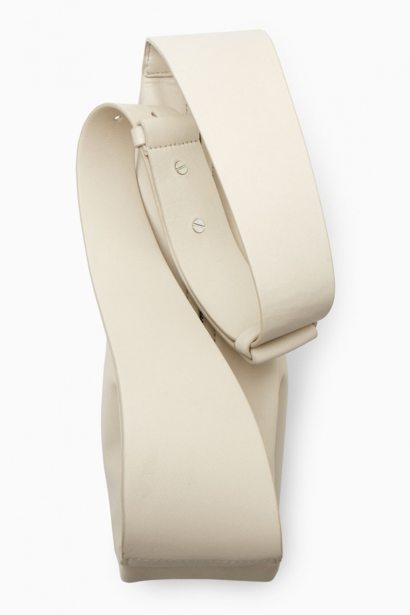 Dámské Crossbody Kabelka COS Swing Crossbody Læder Krém | QJTO-80957