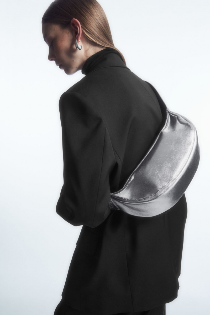 Dámské Crossbody Kabelka COS Swing Crossbody Læder Stříbrné | QYDG-46527