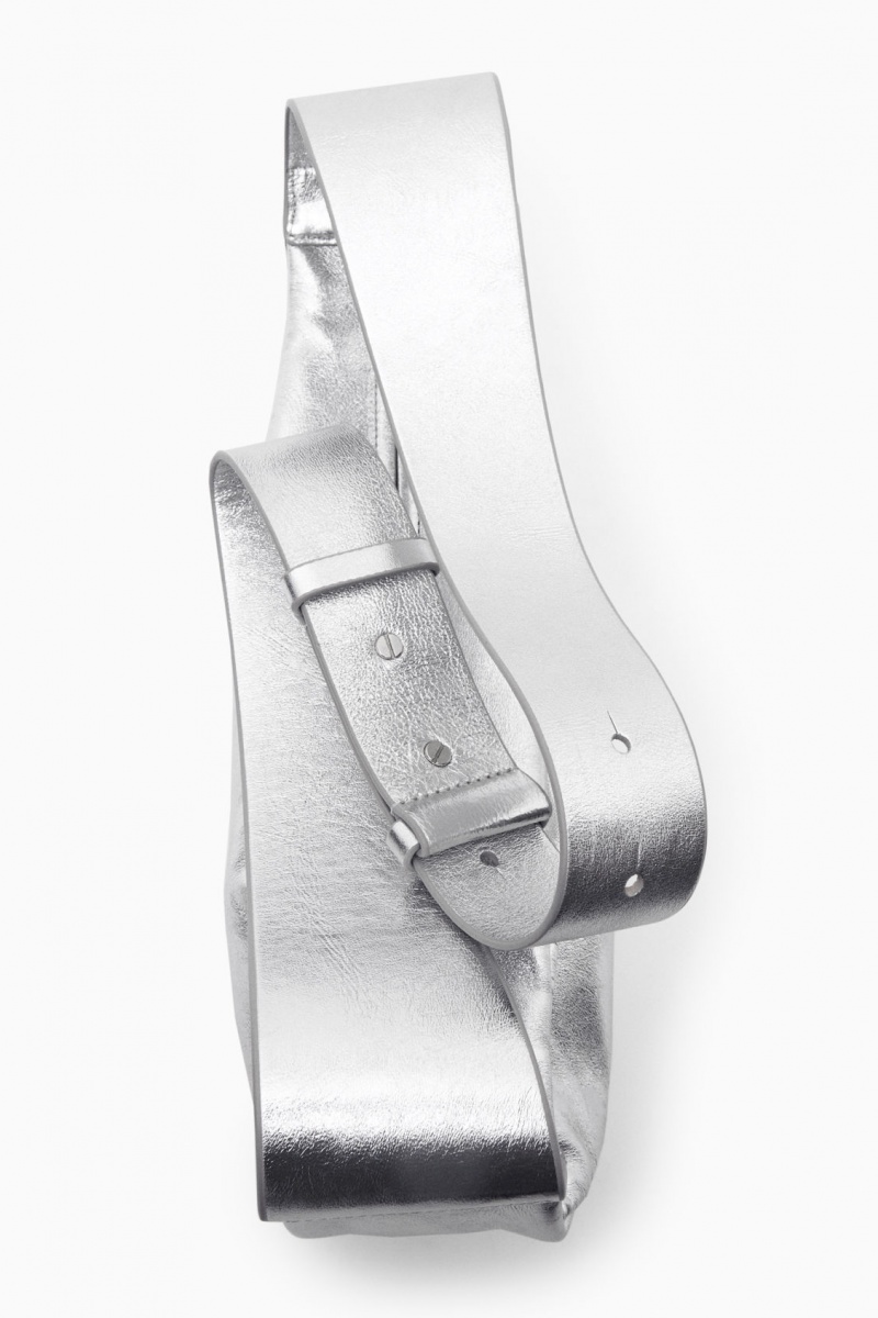 Dámské Crossbody Kabelka COS Swing Crossbody Læder Stříbrné | QYDG-46527